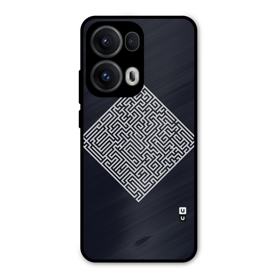 Minimal Maze Pattern Metal Back Case for Oppo Reno13 Pro