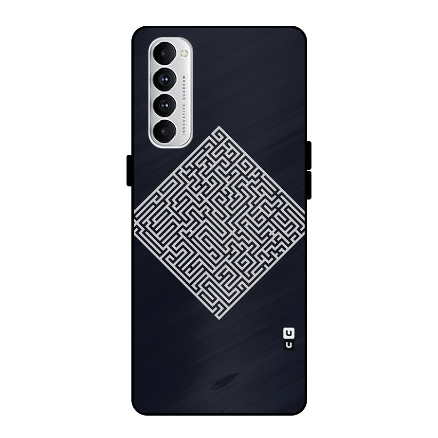 Minimal Maze Pattern Metal Back Case for Oppo Reno4 Pro