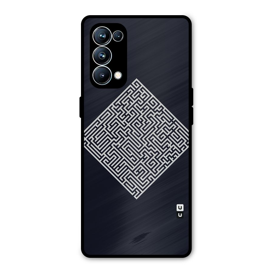 Minimal Maze Pattern Metal Back Case for Oppo Reno5 Pro 5G