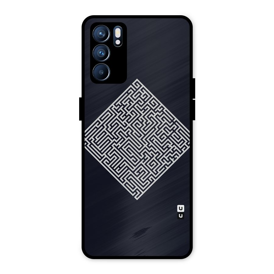 Minimal Maze Pattern Metal Back Case for Oppo Reno6 5G