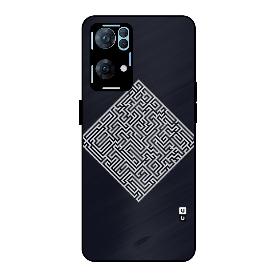 Minimal Maze Pattern Metal Back Case for Oppo Reno7 Pro 5G