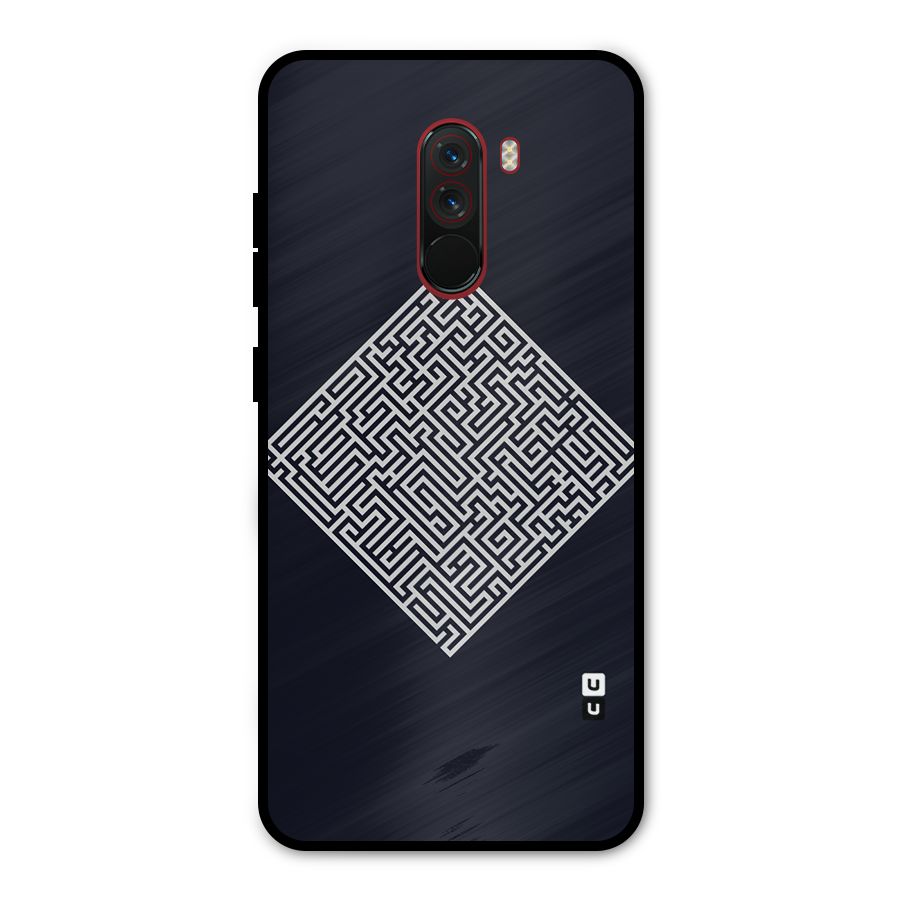 Minimal Maze Pattern Metal Back Case for Poco F1