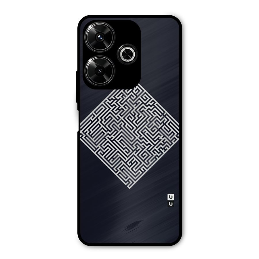 Minimal Maze Pattern Metal Back Case for Poco M6 Plus