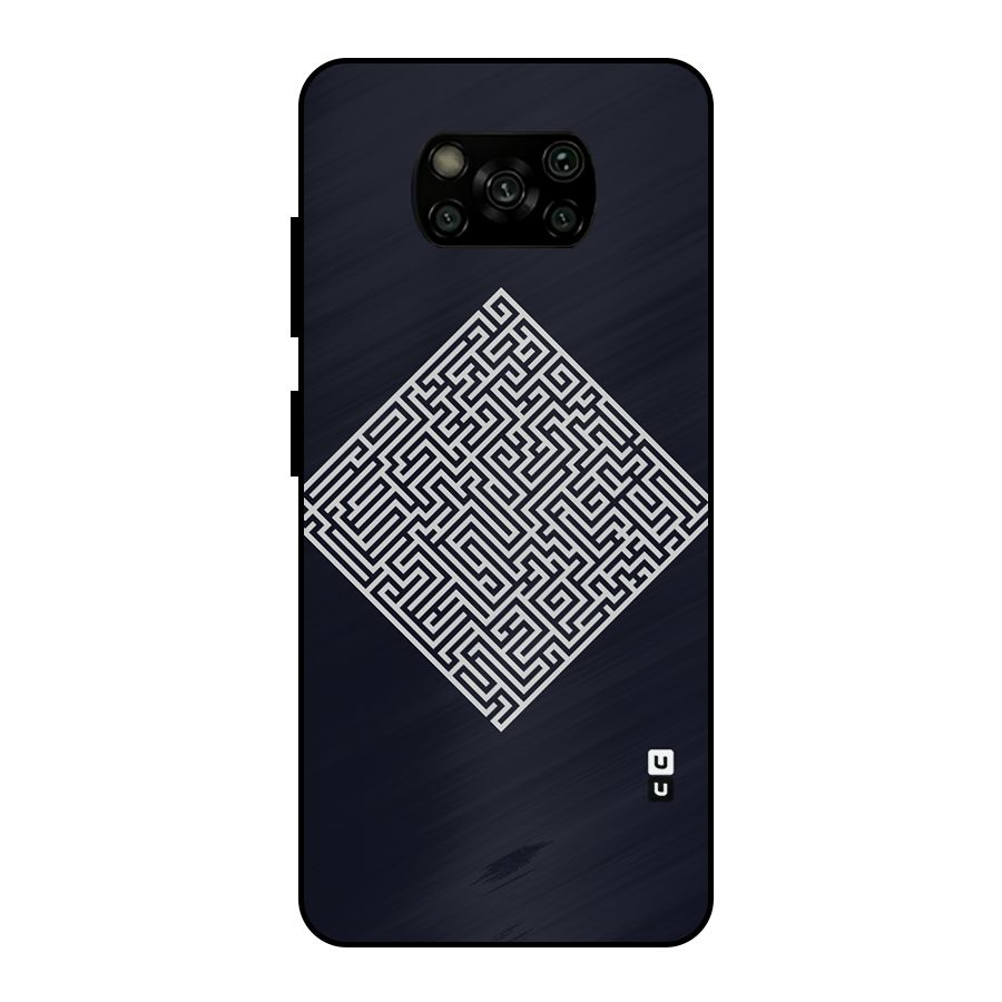Minimal Maze Pattern Metal Back Case for Poco X3