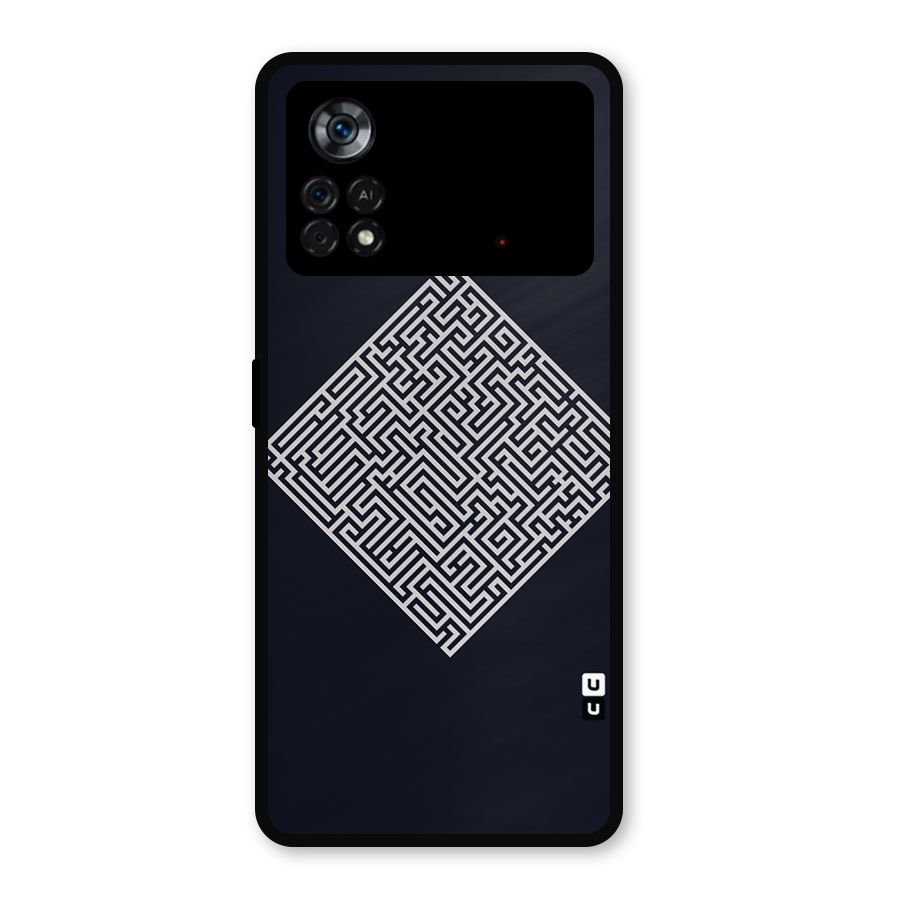 Minimal Maze Pattern Metal Back Case for Poco X4 Pro 5G