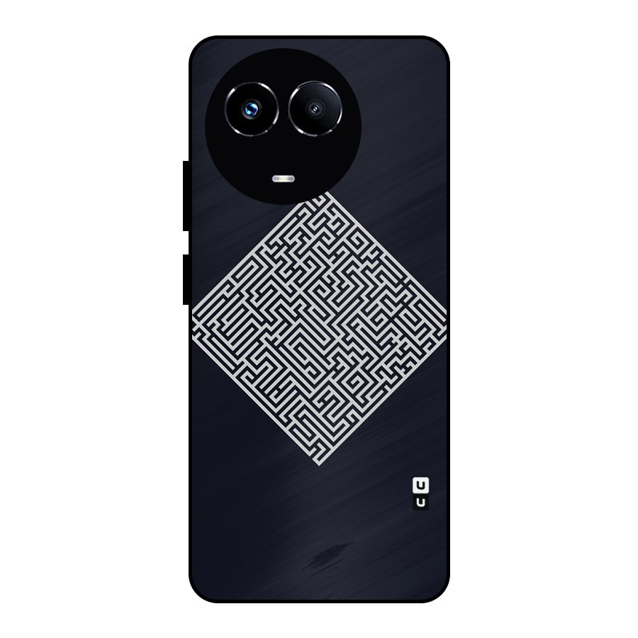 Minimal Maze Pattern Metal Back Case for Realme 11 5G