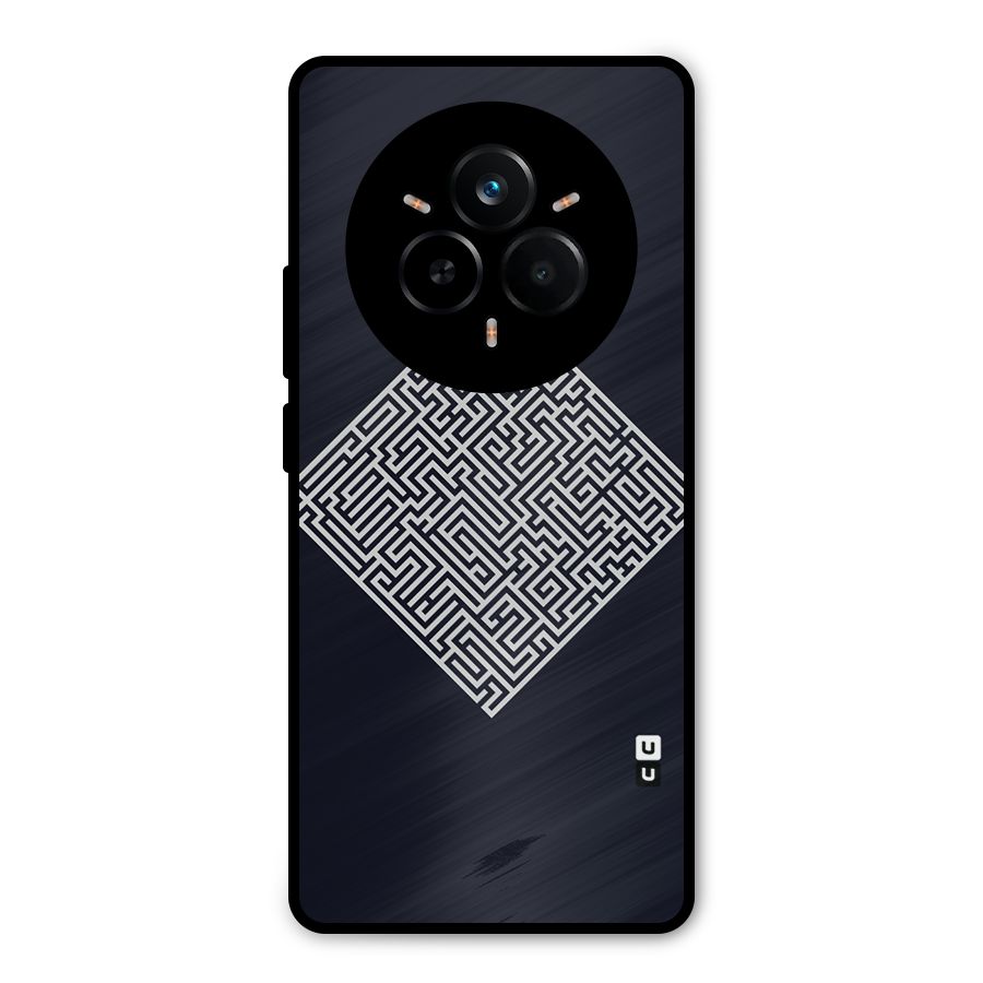 Minimal Maze Pattern Metal Back Case for Realme 14 Pro Plus