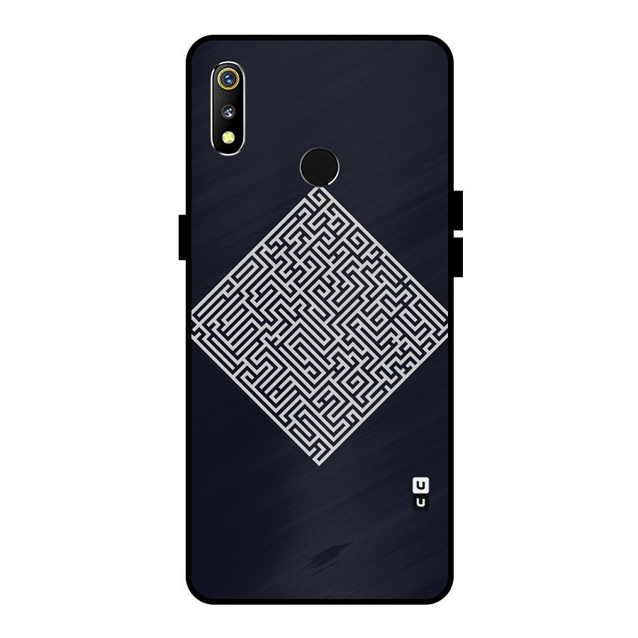 Minimal Maze Pattern Metal Back Case for Realme 3i