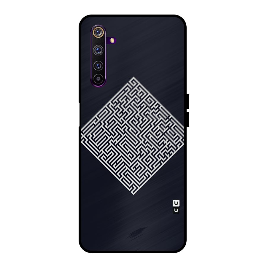 Minimal Maze Pattern Metal Back Case for Realme 6 Pro