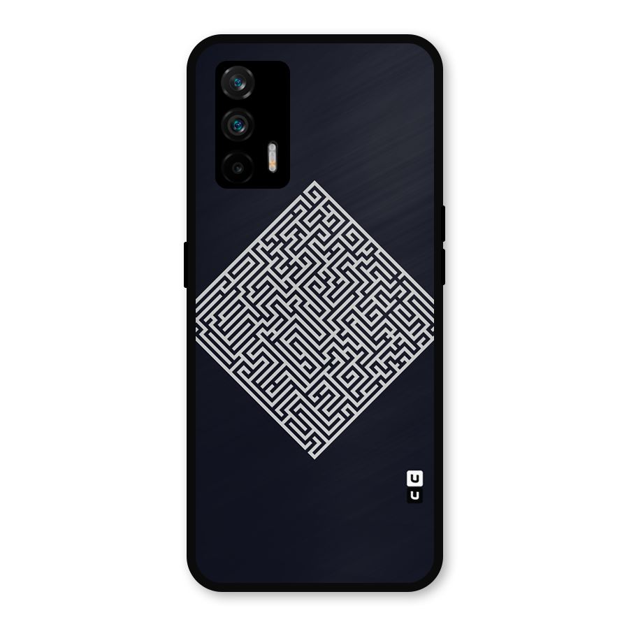 Minimal Maze Pattern Metal Back Case for Realme GT 5G