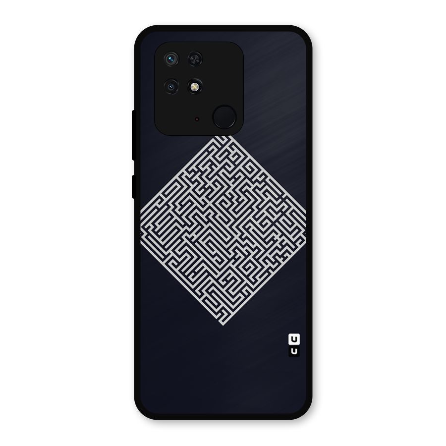 Minimal Maze Pattern Metal Back Case for Redmi 10 Power