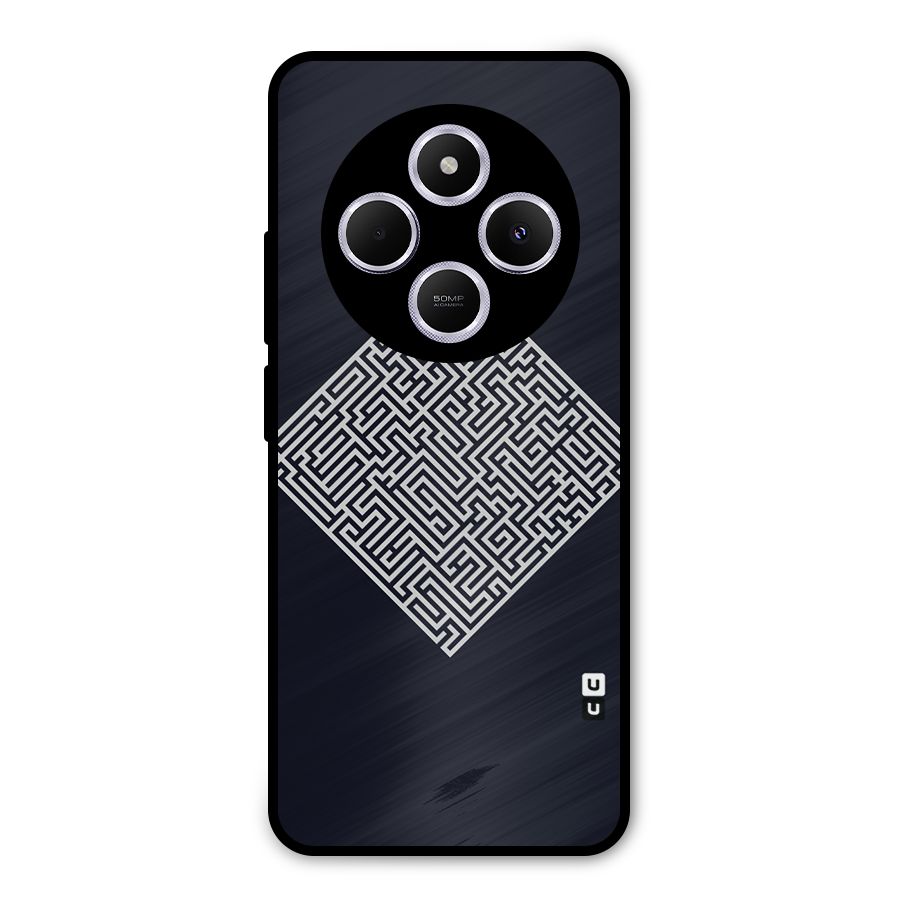 Minimal Maze Pattern Metal Back Case for Redmi 14C