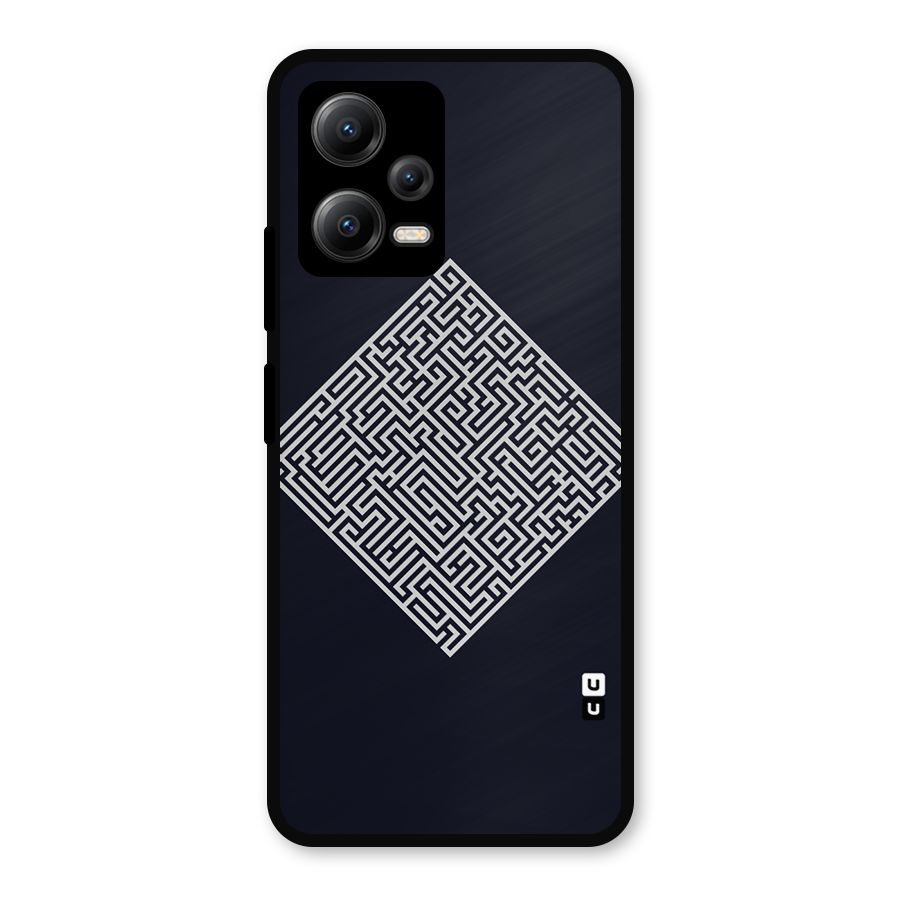 Minimal Maze Pattern Metal Back Case for Redmi Note 12 5G