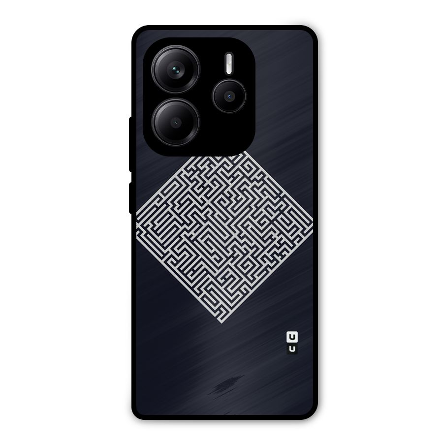 Minimal Maze Pattern Metal Back Case for Redmi Note 14 5G