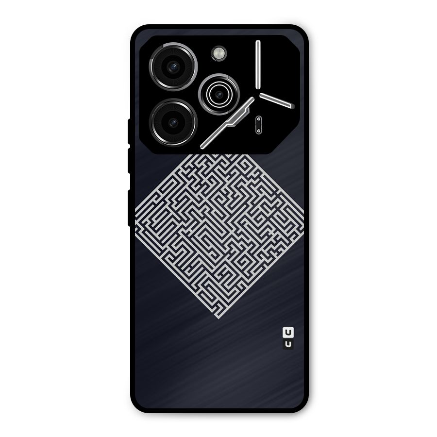 Minimal Maze Pattern Metal Back Case for Tecno Pova 6 Pro