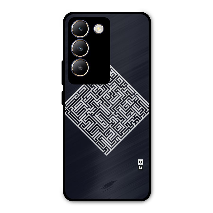 Minimal Maze Pattern Metal Back Case for Vivo T3 5G