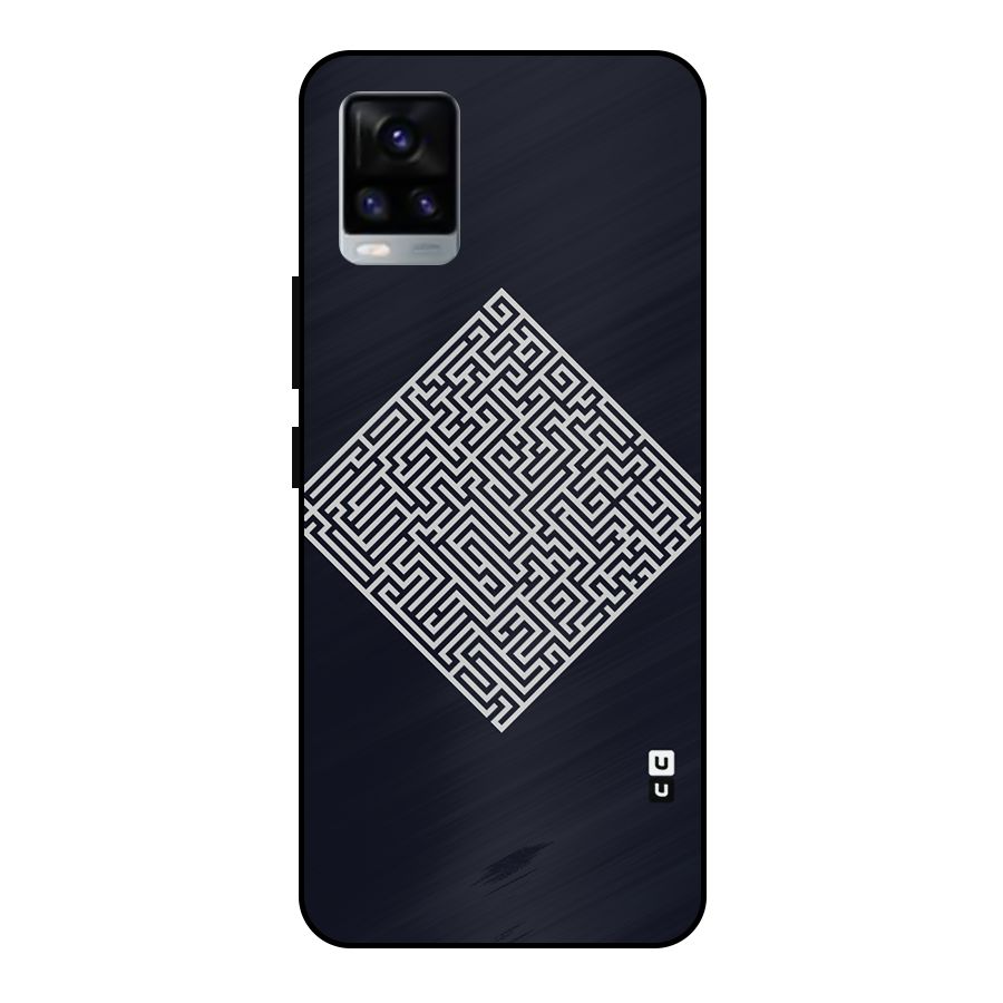 Minimal Maze Pattern Metal Back Case for Vivo V20 2021