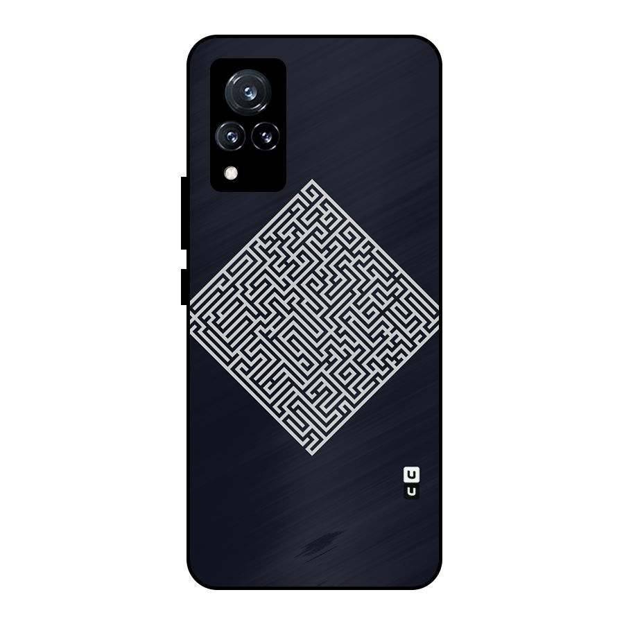 Minimal Maze Pattern Metal Back Case for Vivo V21 5G