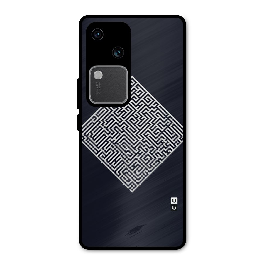Minimal Maze Pattern Metal Back Case for Vivo V30 Pro
