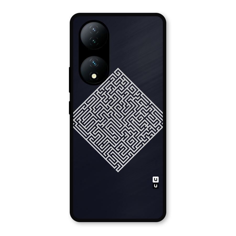 Minimal Maze Pattern Metal Back Case for Vivo Y100a