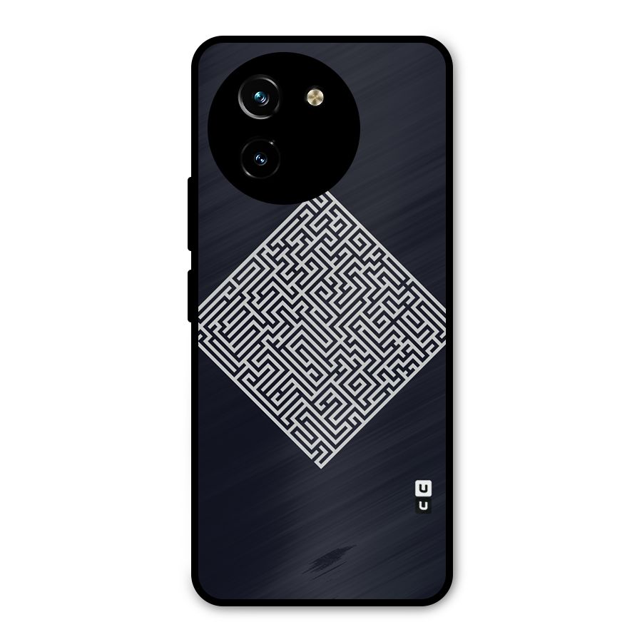 Minimal Maze Pattern Metal Back Case for Vivo Y200i