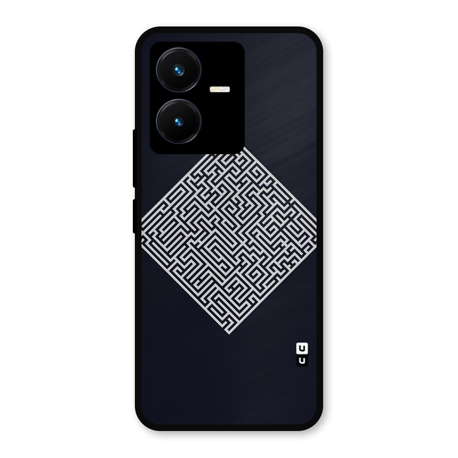 Minimal Maze Pattern Metal Back Case for Vivo Y22s