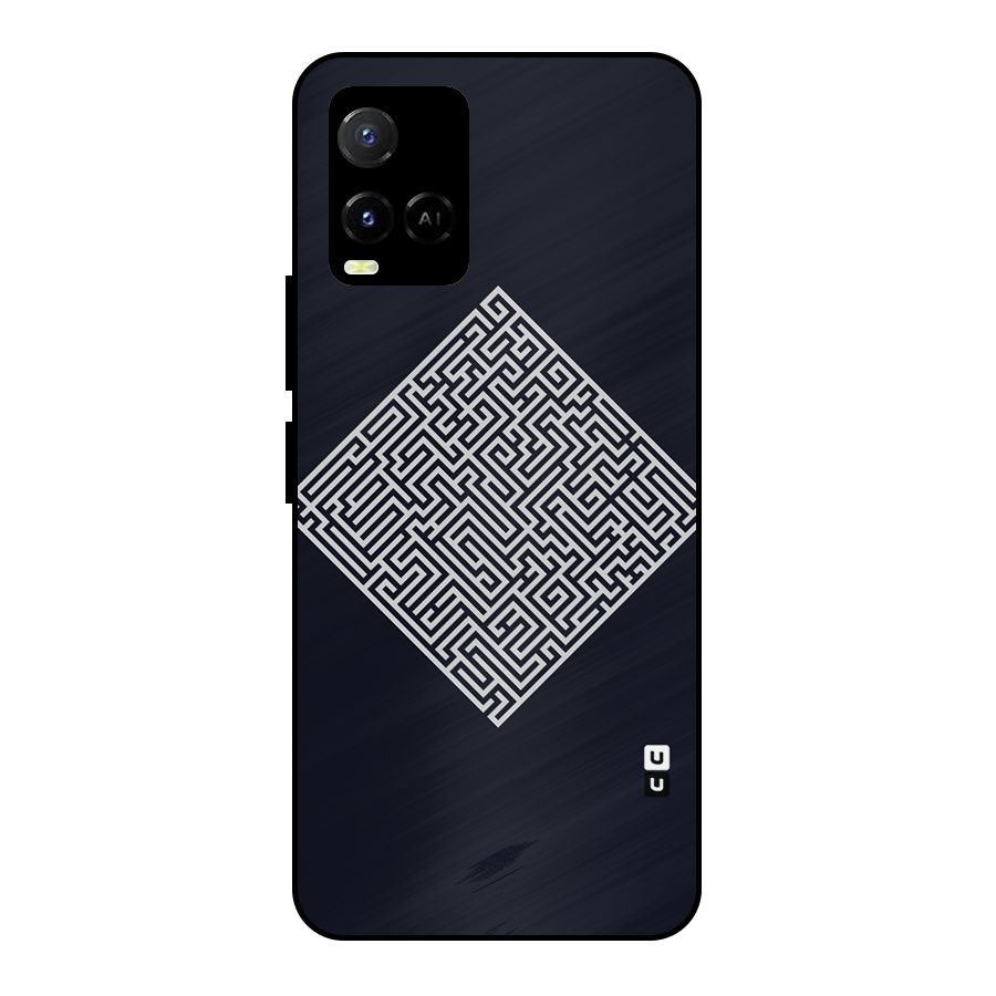 Minimal Maze Pattern Metal Back Case for Vivo Y33s