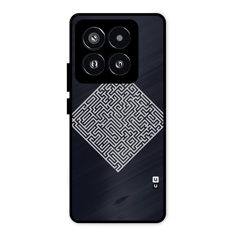 Minimal Maze Pattern Metal Back Case for Xiaomi 14 Pro