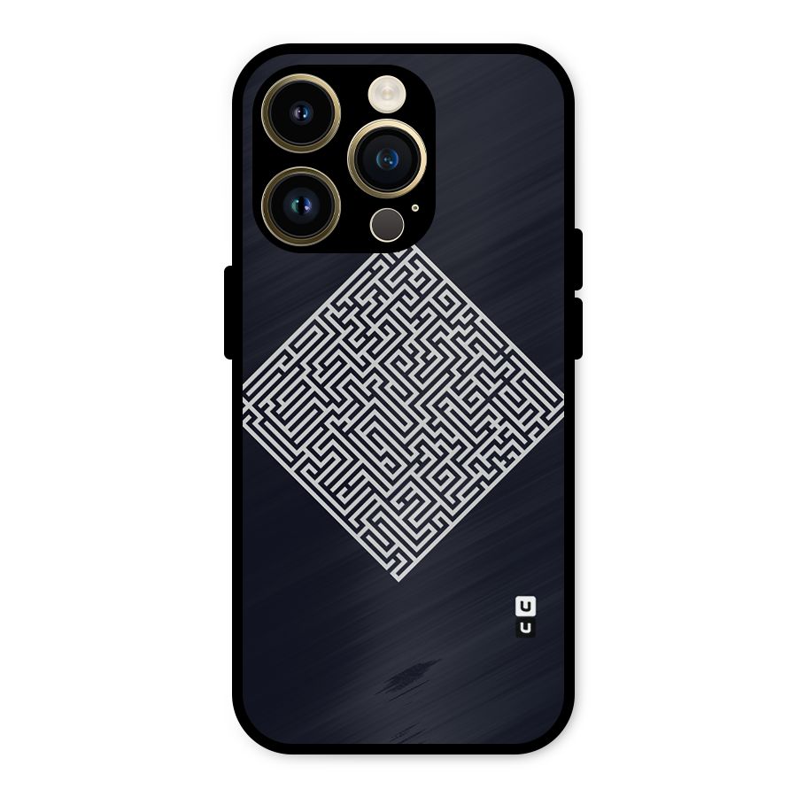 Minimal Maze Pattern Metal Back Case for iPhone 14 Pro