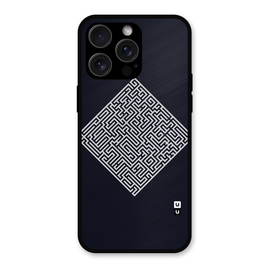 Minimal Maze Pattern Metal Back Case for iPhone 15 Pro Max