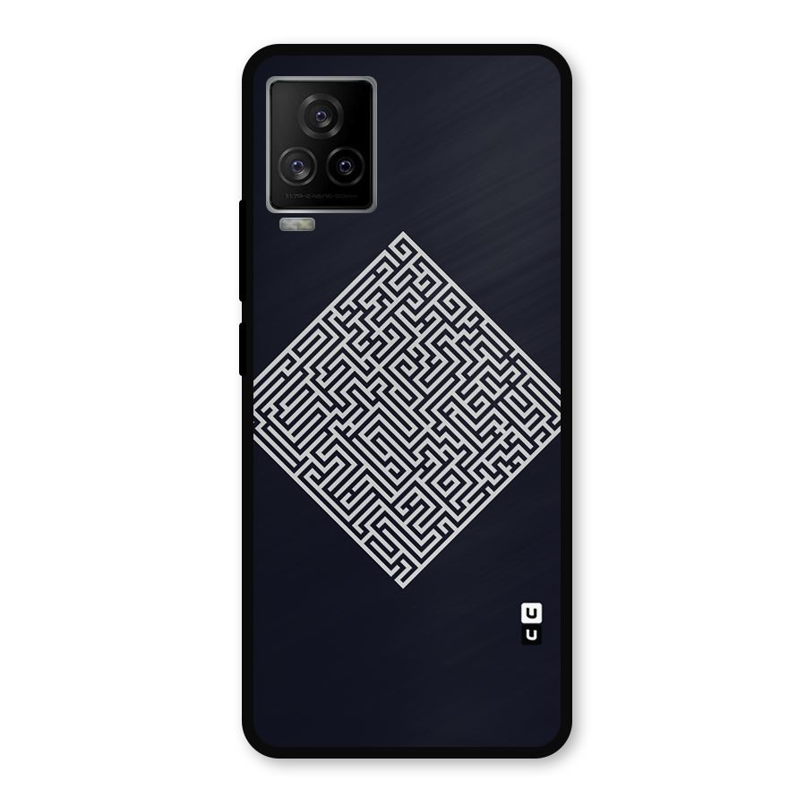Minimal Maze Pattern Metal Back Case for iQOO 7 Legend 5G