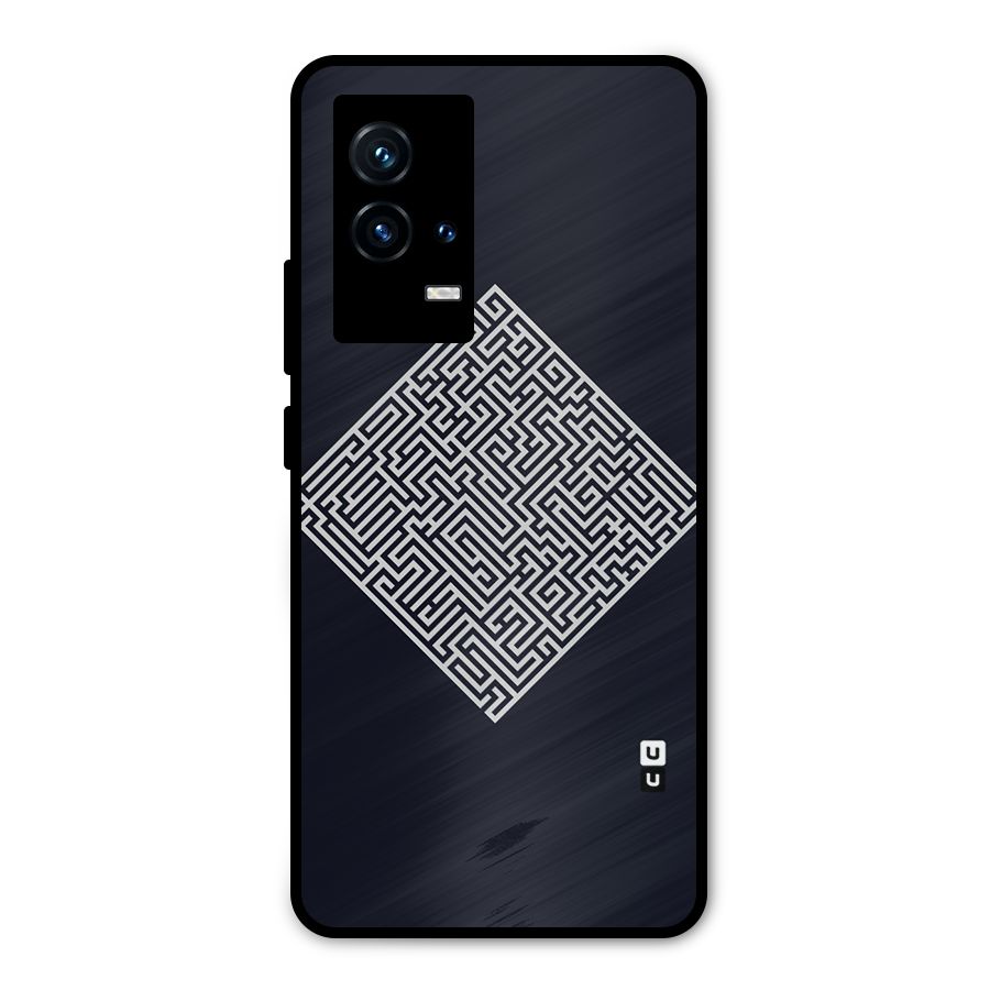 Minimal Maze Pattern Metal Back Case for iQOO 9 5G