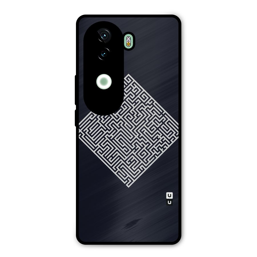 Minimal Maze Pattern Metal Back Case for iQOO Z9s