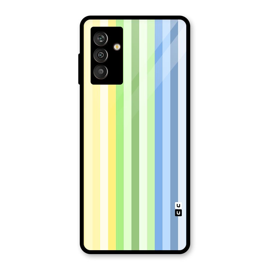 Minimal Pastel Shades Stripes Glass Back Case for Galaxy M13
