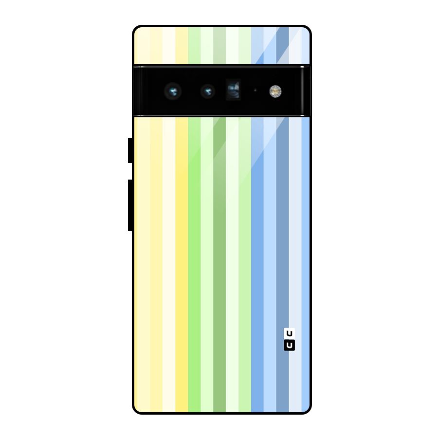 Minimal Pastel Shades Stripes Glass Back Case for Google Pixel 6 Pro