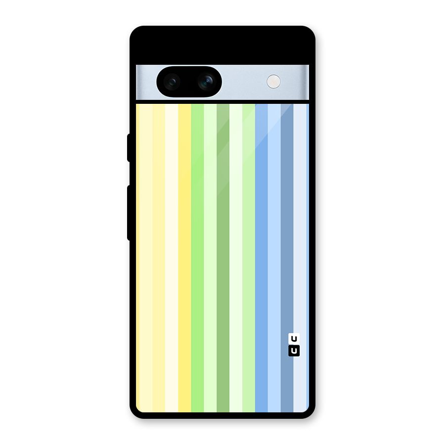 Minimal Pastel Shades Stripes Glass Back Case for Google Pixel 7a
