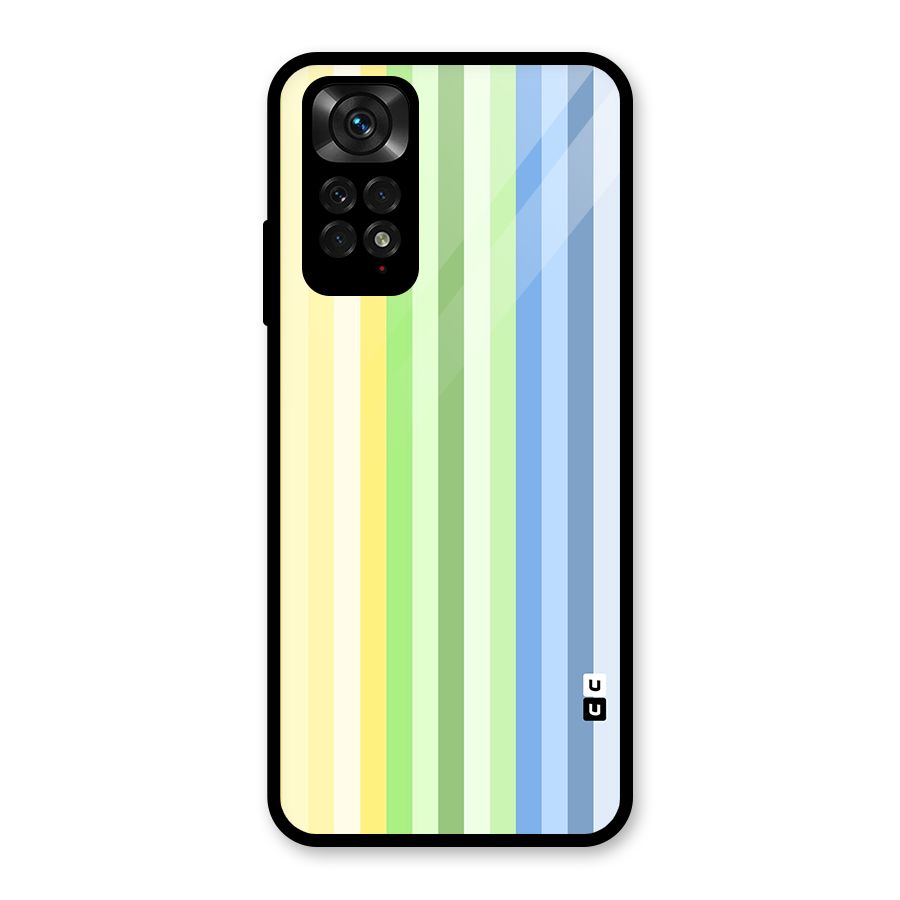 Minimal Pastel Shades Stripes Glass Back Case for Redmi Note 11S