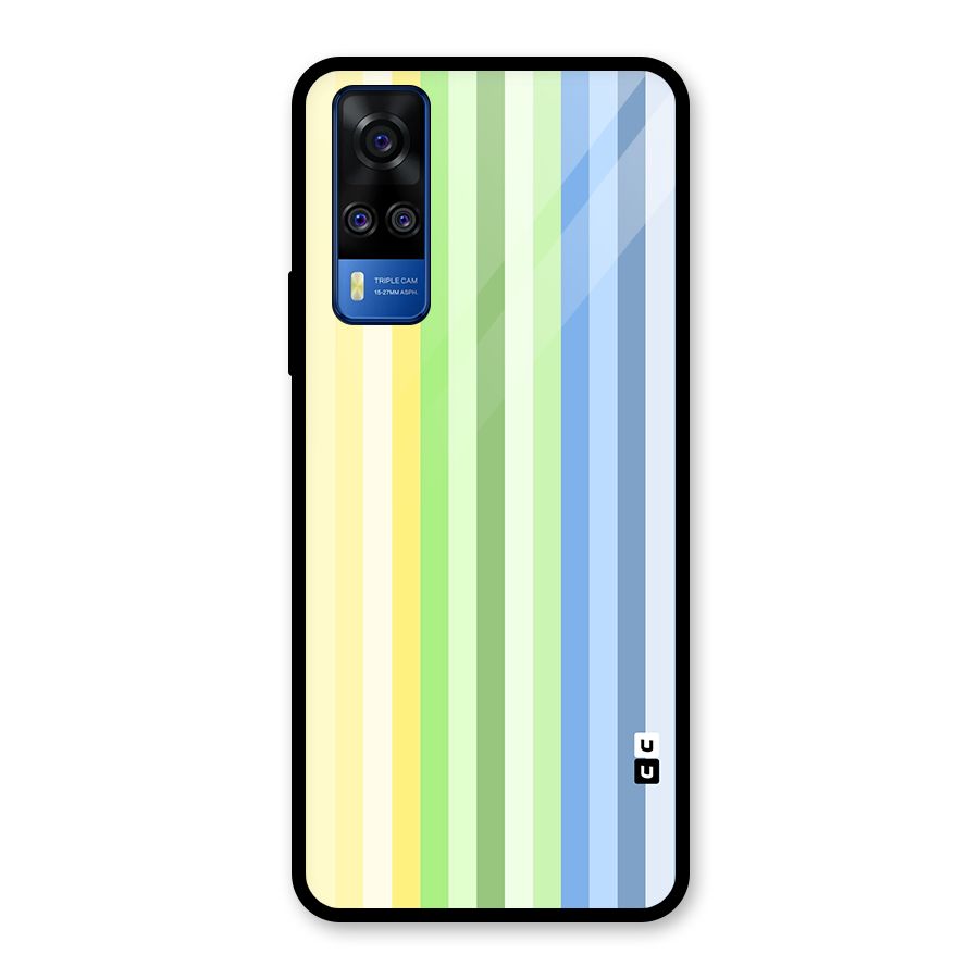 Minimal Pastel Shades Stripes Glass Back Case for Vivo Y31