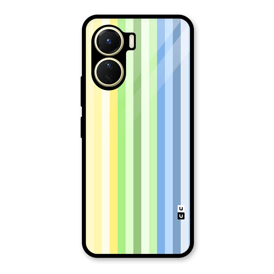 Minimal Pastel Shades Stripes Glass Back Case for Vivo Y56