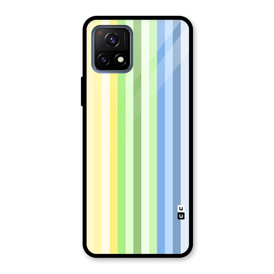Minimal Pastel Shades Stripes Glass Back Case for Vivo Y72 5G