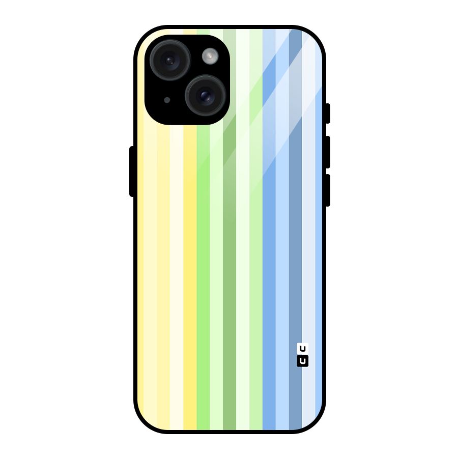 Minimal Pastel Shades Stripes Glass Back Case for iPhone 15