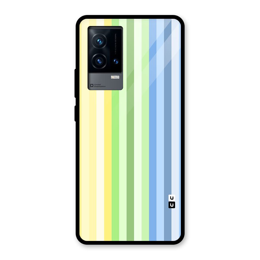 Minimal Pastel Shades Stripes Glass Back Case for iQOO 9 5G