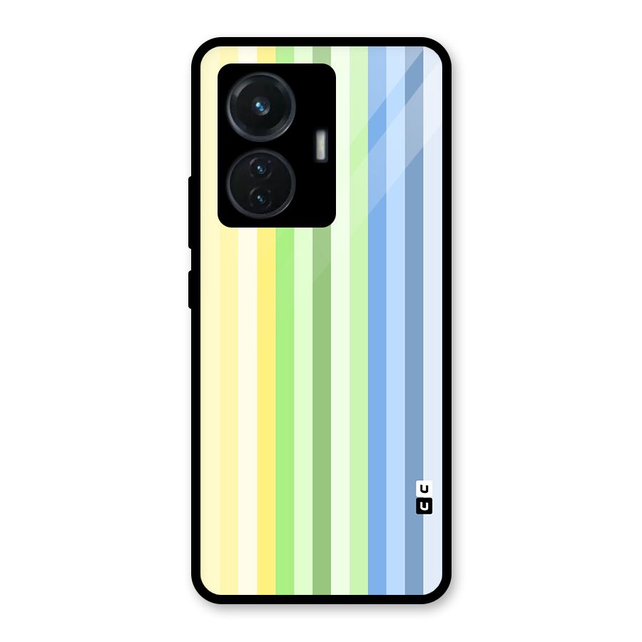 Minimal Pastel Shades Stripes Glass Back Case for iQOO Z6 44W
