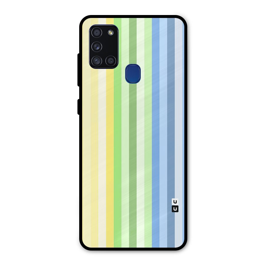 Minimal Pastel Shades Stripes Metal Back Case for Galaxy A21s