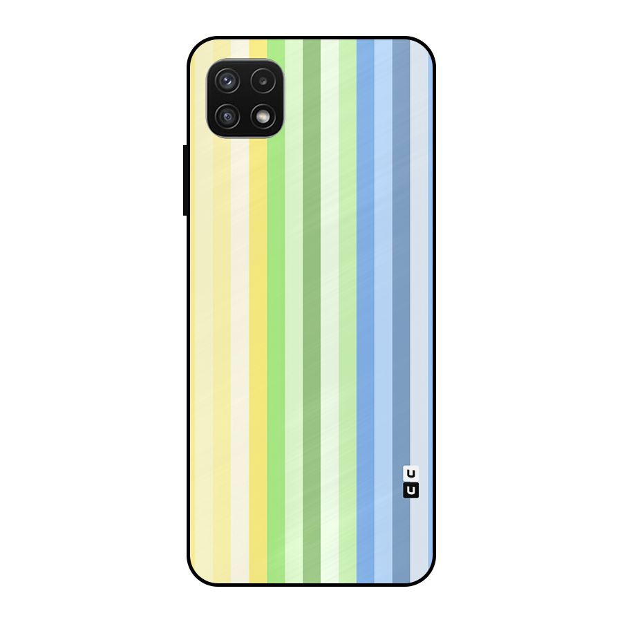 Minimal Pastel Shades Stripes Metal Back Case for Galaxy A22 5G