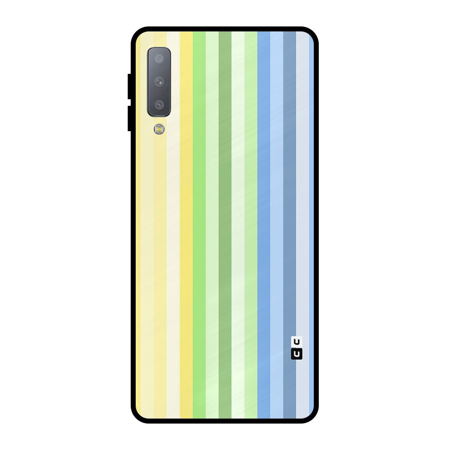 Minimal Pastel Shades Stripes Metal Back Case for Galaxy A7 (2018)