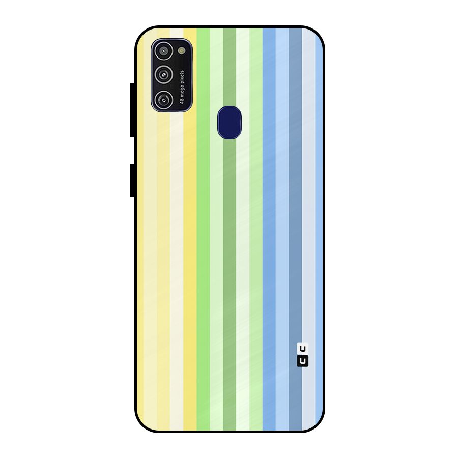 Minimal Pastel Shades Stripes Metal Back Case for Galaxy M30s
