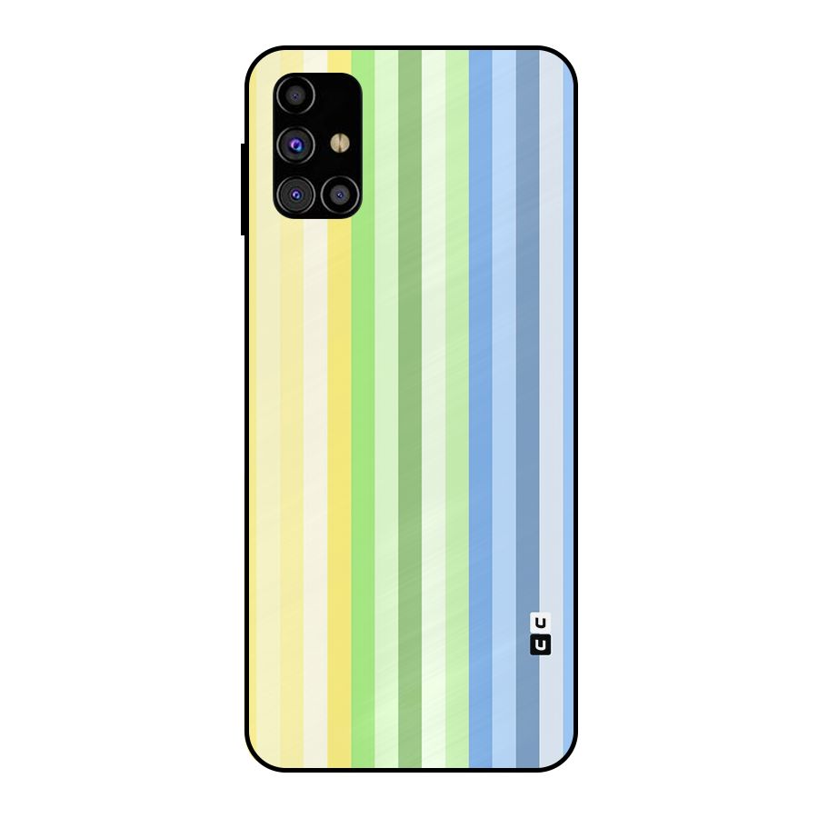 Minimal Pastel Shades Stripes Metal Back Case for Galaxy M31s