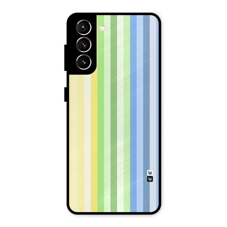 Minimal Pastel Shades Stripes Metal Back Case for Galaxy S21 5G