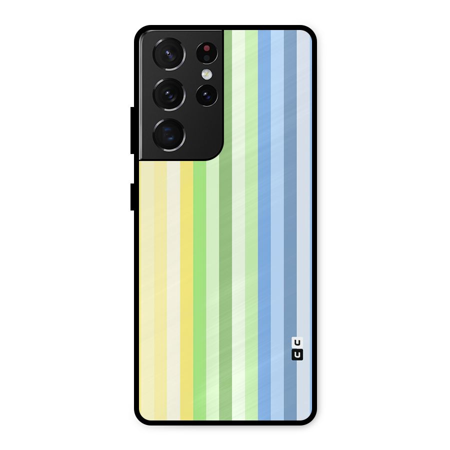 Minimal Pastel Shades Stripes Metal Back Case for Galaxy S21 Ultra 5G